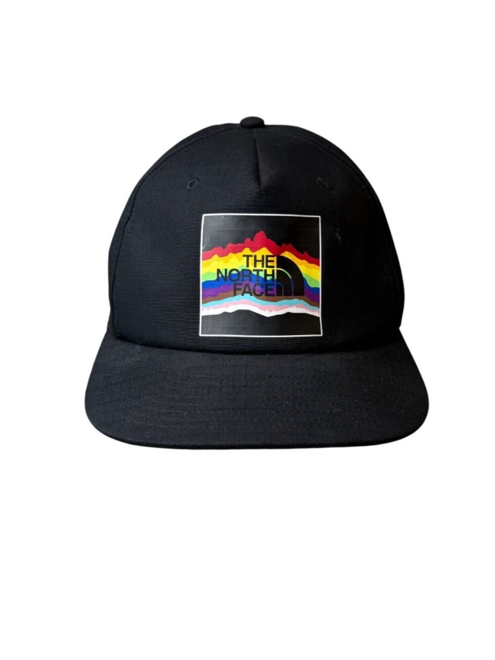 The North Face Black Snapback Hat Rainbow Mountain Logo One Size Adjustable Cap